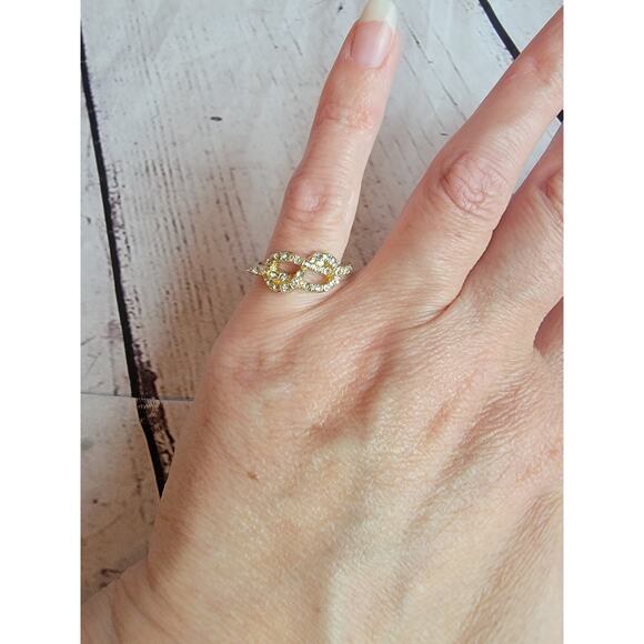 Gold Tone Infinity Gem Stone Ring New Size 6 - Picture 5 of 7